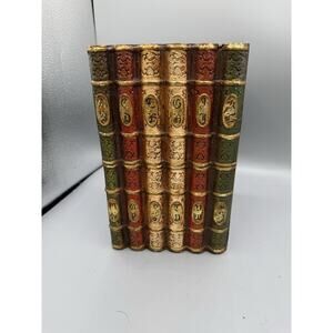 Vintage Wooden Book Box Storage CD DVD Organizer Faux Books Library Decor